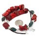 .925 Sterling Silver Certified Authentic Navajo Turquoise Coral Native American Necklace 24511-9