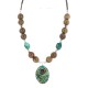 .925 Sterling Silver Certified Authentic Navajo Natural Turquoise Agate Native American Necklace 24514-6