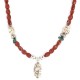 .925 Sterling Silver Certified Authentic Navajo White Howlite Red Jasper Native American Necklace 24511-3
