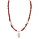 .925 Sterling Silver Certified Authentic Navajo White Howlite Red Jasper Native American Necklace 24511-3