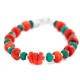 .925 Sterling Silver Navajo Certified Authentic Natural Turquoise Coral Native American Bracelet 13179