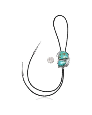 Feather .925 Sterling Silver Handmade Navajo Native American Natural Turquoise Bolo Tie 34242 Feather .925 Sterling Silver Handmade Navajo Native American Natural Turquoise Bolo Tie 34242