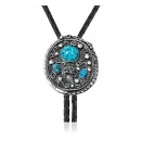 Feather .925 Sterling Silver Handmade Navajo Native American Natural Turquoise Bolo Tie 34243