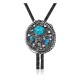 Feather .925 Sterling Silver Certified Authentic Handmade Navajo Native American Natural Turquoise Bolo Tie 34243
