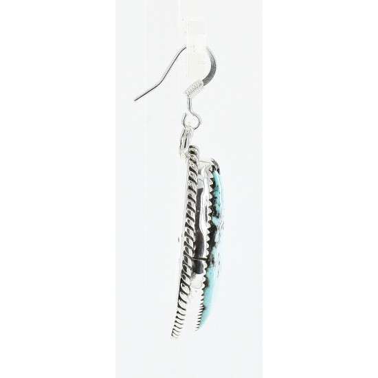 Certified Authentic Handmade Navajo .925 Sterling Silver Dangle Native American Earrings Natural Turquoise 18095-6