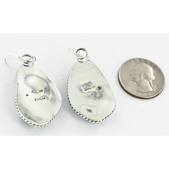 Certified Authentic Handmade Navajo .925 Sterling Silver Dangle Native American Earrings Natural Turquoise 18095-6