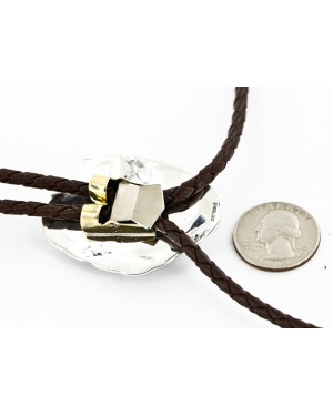 Handmade Certified Authentic Navajo .925 Sterling Silver Natural Turquoise Native American Bolo Tie  1206-2