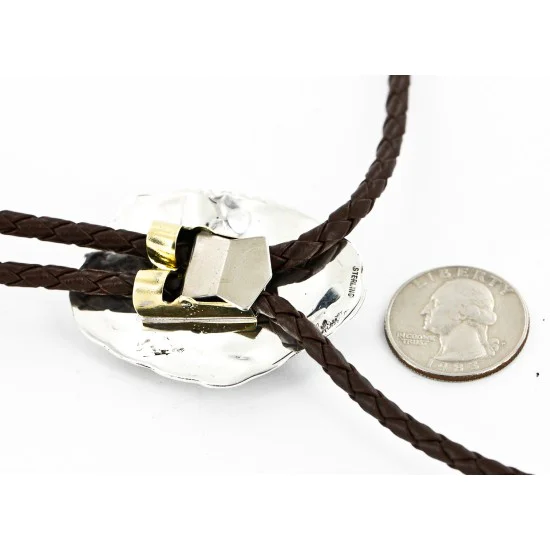 Handmade Navajo .925 Sterling Silver Natural Turquoise Native American Bolo Tie 1206-2
