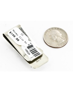 Handmade Certified Authentic Navajo Nickel and .925 Sterling Silver Natural Turquoise Native American Money Clip 10524-1