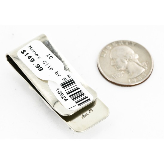 Handmade Certified Authentic Navajo Nickel and .925 Sterling Silver Natural Turquoise Native American Money Clip 10524-1 Handmade Certified Authentic Navajo Nickel and .925 Sterling Silver Natural Turquoise Native American Money Clip 10524-1