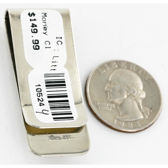 Handmade Certified Authentic Navajo Nickel and .925 Sterling Silver Natural Turquoise Native American Money Clip 10524-4 Handmade Certified Authentic Navajo Nickel and .925 Sterling Silver Natural Turquoise Native American Money Clip 10524-4