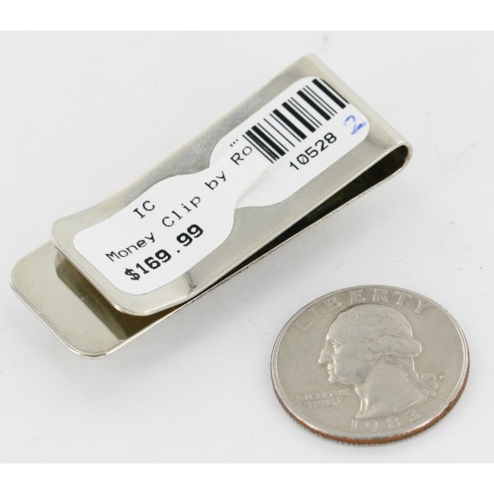 Handmade Certified Authentic Navajo Nickel and .925 Sterling Silver Natural Turquoise Native American Money Clip 10528-2