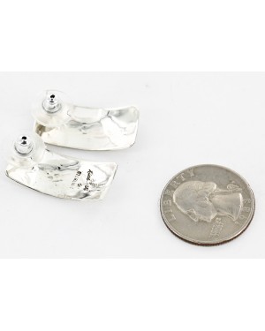 Handmade Feather Certified Authentic Navajo .925 Sterling Silver Stud Native American Earrings 17136-2