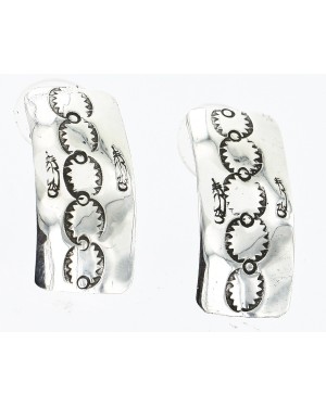 Handmade Feather Certified Authentic Navajo .925 Sterling Silver Stud Native American Earrings 17136-4