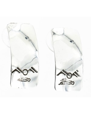 Handmade Feather Mountain Certified Authentic Navajo .925 Sterling Silver Stud Native American Earrings 17136-3