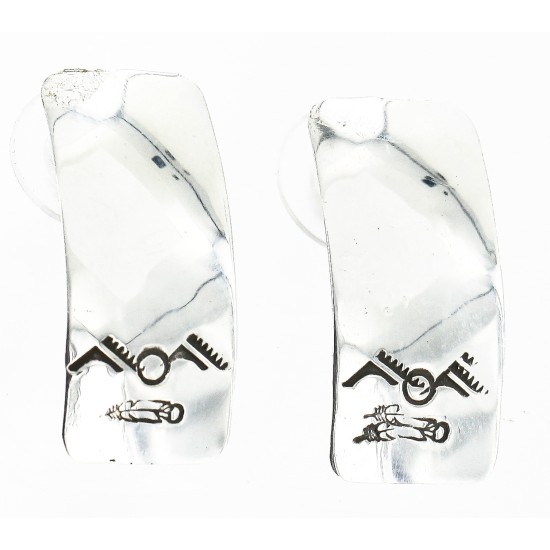 Handmade Feather Mountain Certified Authentic Navajo .925 Sterling Silver Stud Native American Earrings 17136-3