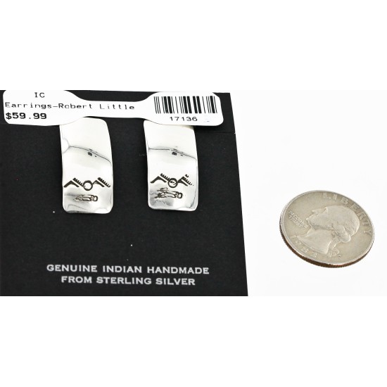 Handmade Feather Mountain Certified Authentic Navajo .925 Sterling Silver Stud Native American Earrings 17136-3