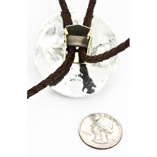 Handmade Nuggets Certified Authentic Navajo .925 Sterling Silver Natural Turquoise Native American Bolo Tie  1205