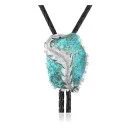 Feather .925 Sterling Silver Handmade Navajo Native American Natural Turquoise Bolo Tie 34252