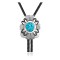 Handmade Certified Authentic Navajo .925 Sterling Silver Native American Natural Turquoise Bolo Tie 34254