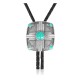 Sun .925 Sterling Silver Certified Authentic Handmade Navajo Native American Natural Turquoise Bolo Tie 34261