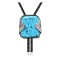 Leaf .925 Sterling Silver Certified Authentic Handmade Navajo Native American Natural Turquoise Bolo Tie 34262