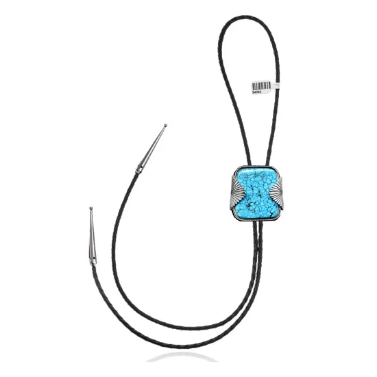 Leaf .925 Sterling Silver Handmade Navajo Native American Natural Turquoise Bolo Tie 34262 Leaf .925 Sterling Silver Handmade Navajo Native American Natural Turquoise Bolo Tie 34262