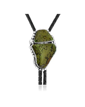 Handmade Certified Authentic Navajo .925 Sterling Silver Native American Natural Turquoise Bolo Tie 34263