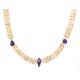 .925 Sterling Silver Certified Authentic Navajo Natural Amethyst Graduated Melon Shell Native American Necklace 750244