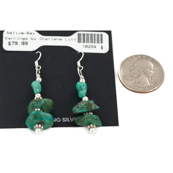 .925 Sterling Silver Hooks Navajo Natural Turquoise Native American Dangle Earrings 18294-1 .925 Sterling Silver Hooks Navajo Natural Turquoise Native American Dangle Earrings 18294-1