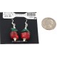 .925 Sterling Silver Hooks Certified Authentic Navajo Natural Turquoise Coral Native American Dangle Earrings 18294-20