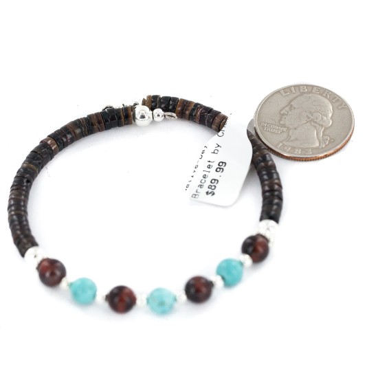 Navajo Certified Authentic Natural Tigers Eye Heishi Native American Adjustable Wrap Bracelet 13181-2 Navajo Certified Authentic Natural Tigers Eye Heishi Native American Adjustable Wrap Bracelet 13181-2