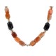 .925 Sterling Silver Certified Authentic Navajo Natural Carnelian Black Onyx Native American Necklace 750247