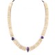 .925 Sterling Silver Certified Authentic Navajo Natural Amethyst Graduated Melon Shell Native American Necklace 750244