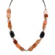 .925 Sterling Silver Certified Authentic Navajo Natural Carnelian Black Onyx Native American Necklace 750247