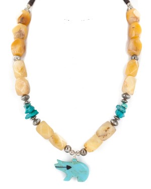 .925 Sterling Silver Certified Authentic Navajo Natural Turquoise Agate Native American Necklace 750245