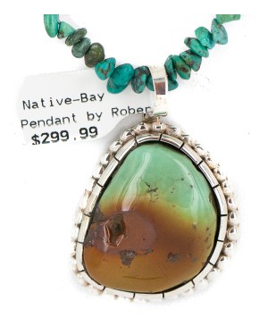 .925 Sterling Silver Certified Authentic Navajo Turquoise Native American Necklace 18293-750124-11