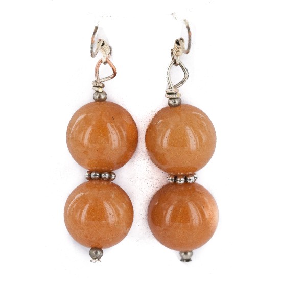 .925 Sterling Silver Hooks Certified Authentic Navajo Natural Agate Native American Dangle Earrings 18294-17