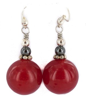 .925 Sterling Silver Hooks Certified Authentic Navajo Natural Red Agate Native American Dangle Earrings 18294-23