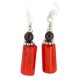 .925 Sterling Silver Hooks Certified Authentic Navajo Natural Tigers Eye Coral Native American Dangle Earrings 18294-7