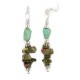 .925 Sterling Silver Hooks Certified Authentic Navajo Natural Turquoise Green Jasper Native American Dangle Earrings 18294-9