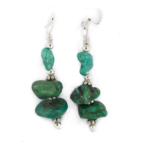 .925 Sterling Silver Hooks Certified Authentic Navajo Natural Turquoise Native American Dangle Earrings 18294-1 .925 Sterling Silver Hooks Certified Authentic Navajo Natural Turquoise Native American Dangle Earrings 18294-1