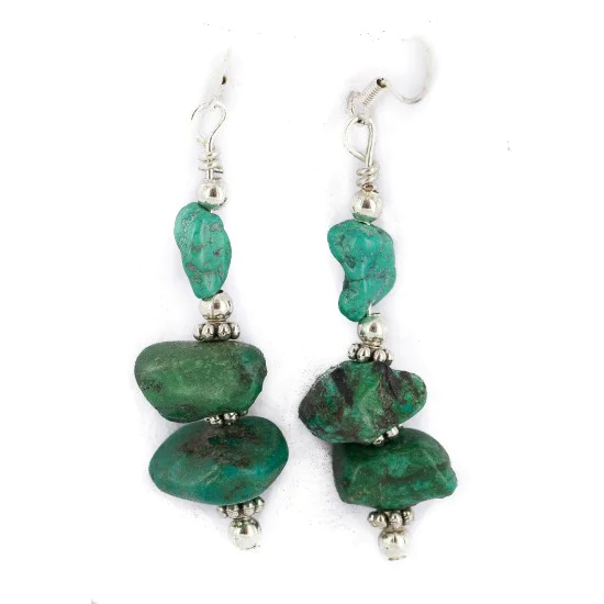 .925 Sterling Silver Hooks Navajo Natural Turquoise Native American Dangle Earrings 18294-1 .925 Sterling Silver Hooks Navajo Natural Turquoise Native American Dangle Earrings 18294-1