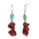 .925 Sterling Silver Hooks Certified Authentic Navajo Natural Turquoise Red Jasper Native American Dangle Earrings 18294-5