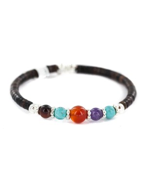 Navajo Certified Authentic Natural Carnelian Tigers Eye Heishi Native American Adjustable Wrap Bracelet 13181-1