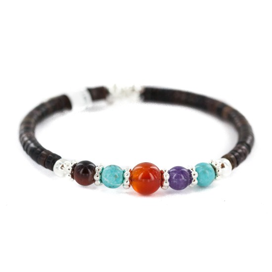 Navajo Certified Authentic Natural Carnelian Tigers Eye Heishi Native American Adjustable Wrap Bracelet 13181-1