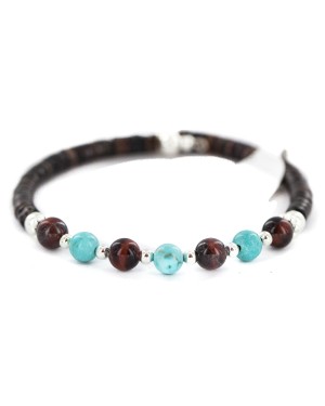 Navajo Certified Authentic Natural Tigers Eye Heishi Native American Adjustable Wrap Bracelet 13181-2