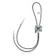 Cross .925 Sterling Silver Certified Authentic Handmade Navajo Native American Natural Turquoise Bolo Tie 34267