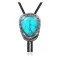 Feather .925 Sterling Silver Handmade Navajo Native American Natural Turquoise Bolo Tie 34274