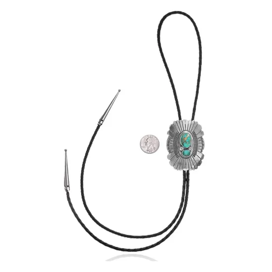 Sun .925 Sterling Silver Handmade Navajo Native American Natural Turquoise Bolo Tie 34244 Sun .925 Sterling Silver Handmade Navajo Native American Natural Turquoise Bolo Tie 34244